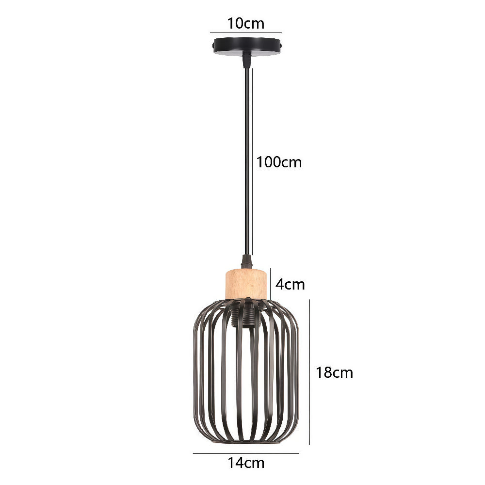 Matte Black Metal Cage Pendant Light