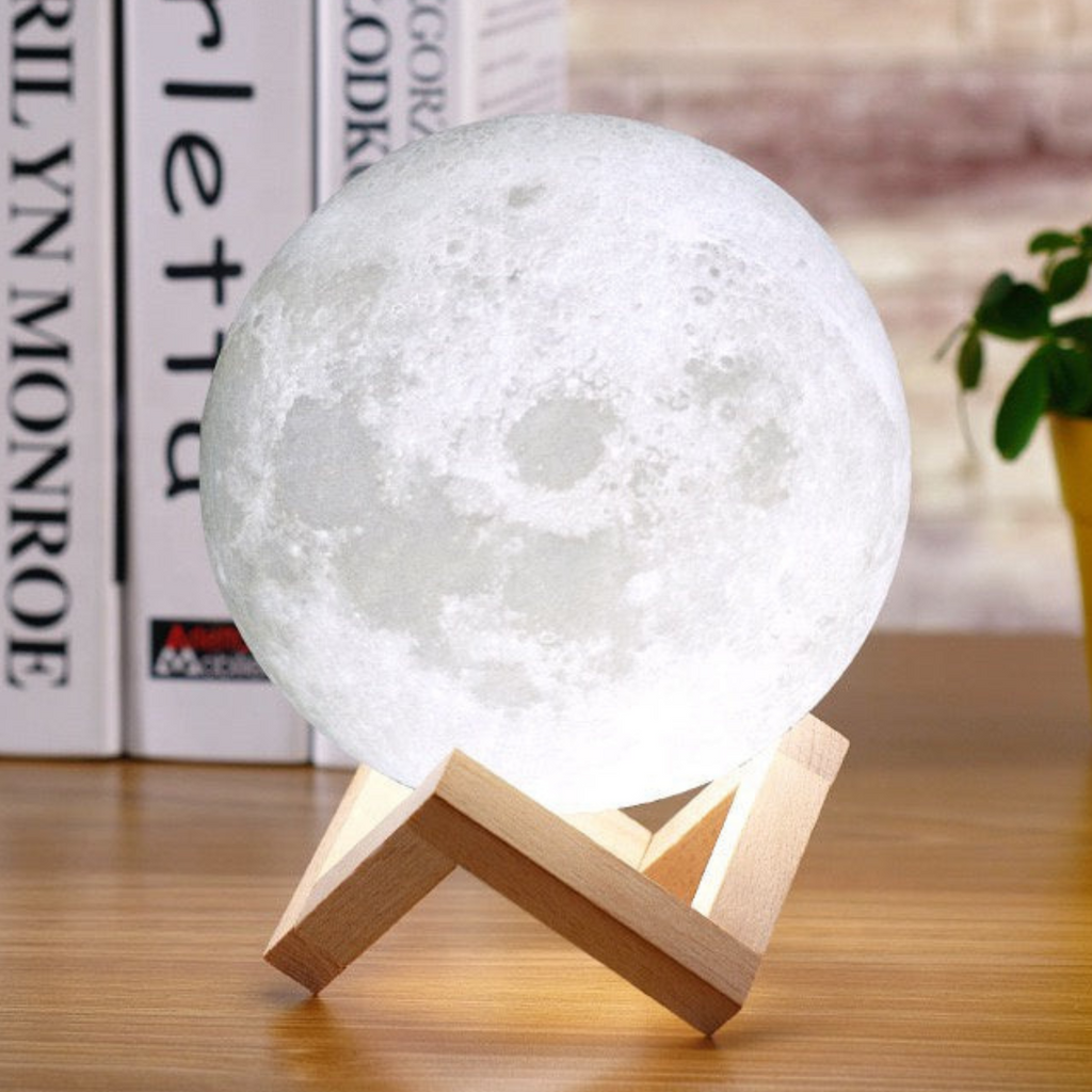 Lunar Orb Moon Lamp with Adjustable Brightness – Elegant Home Decor in Warm White, 8-Inch Diameter, USB Rechargeable 2