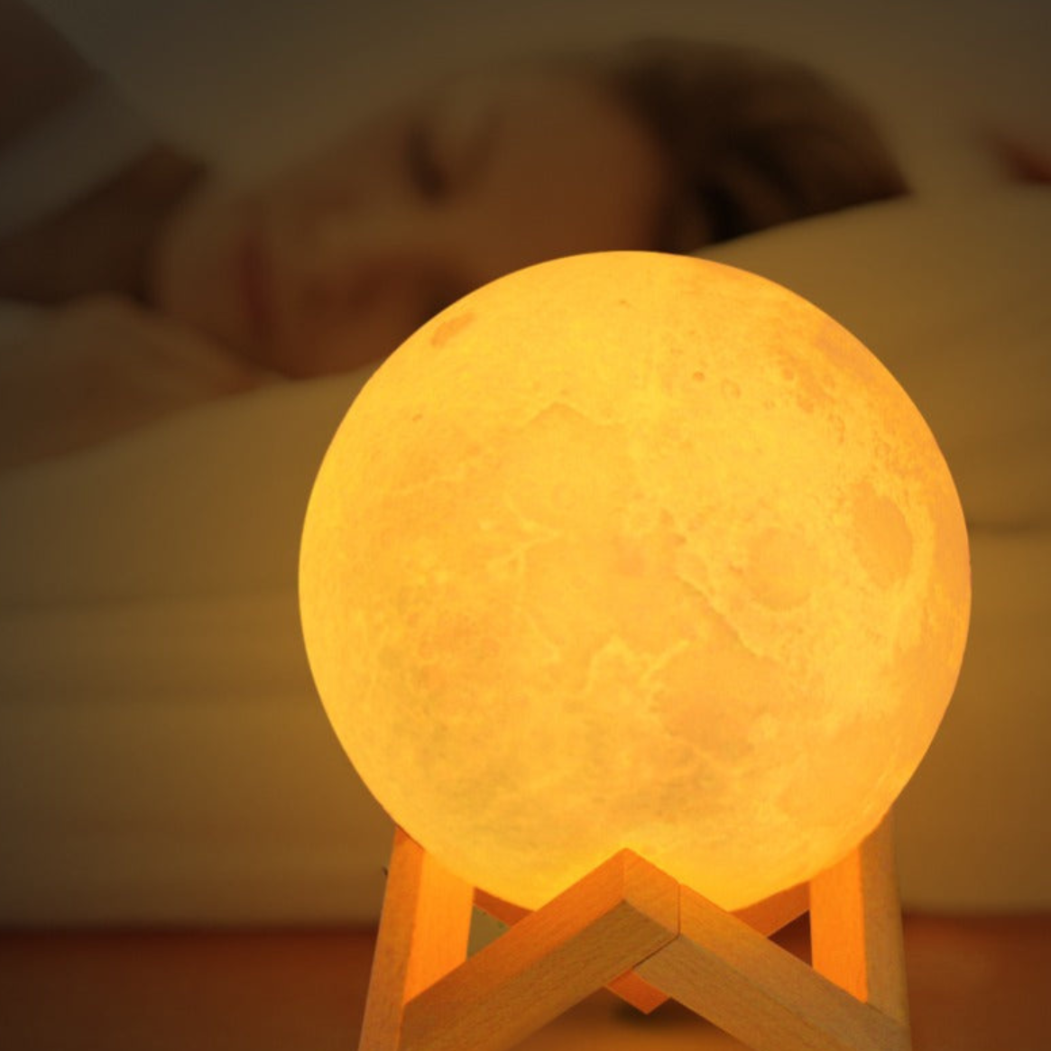 Lunar Orb Moon Lamp with Adjustable Brightness – Elegant Home Decor in Warm White, 8-Inch Diameter, USB Rechargeable 3