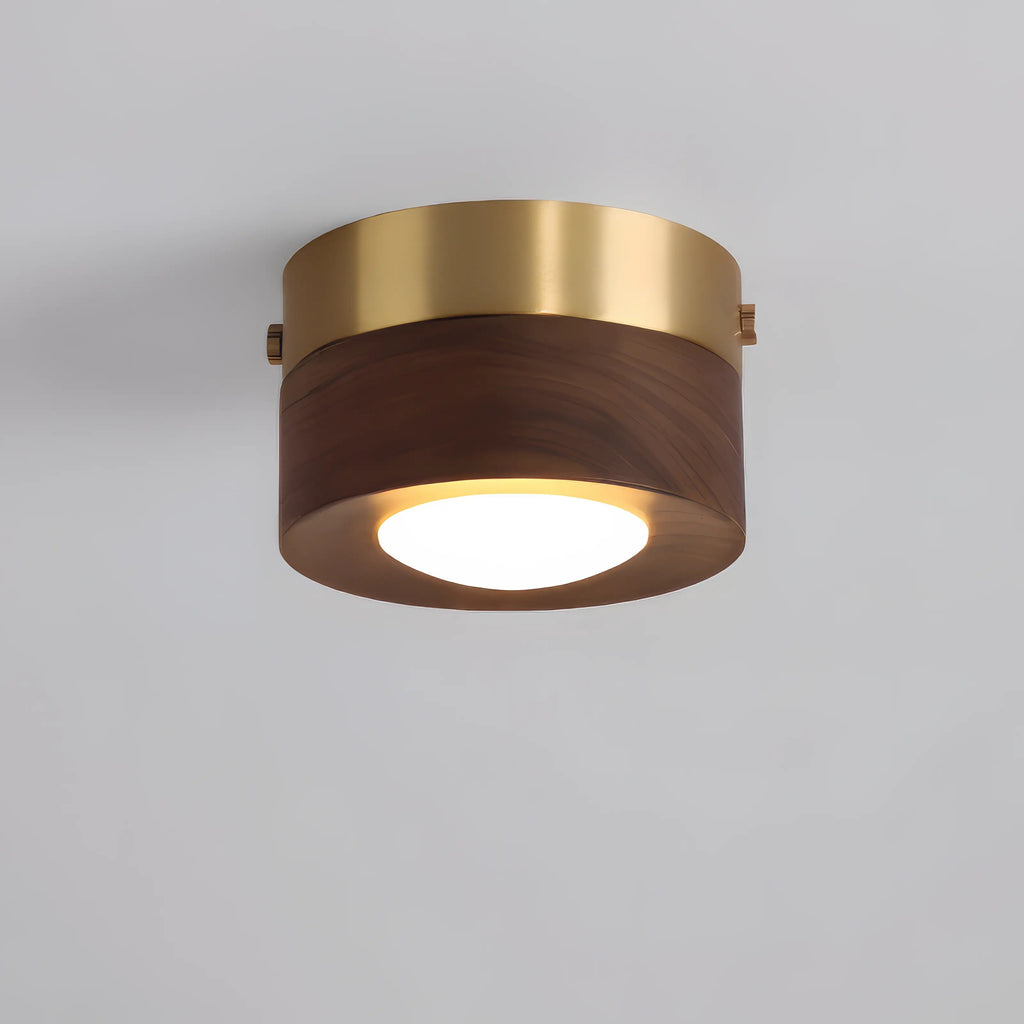 Minimalist Walnut Wooden Flush Mount Ceiling Light Fixture – Dimmable Downlight for Modern Decor 0