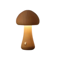 Mushroom-Inspired Table Lamp with Warm Wood Finish – Elegant Bedside Lamp for Living Room and Bedroom 0