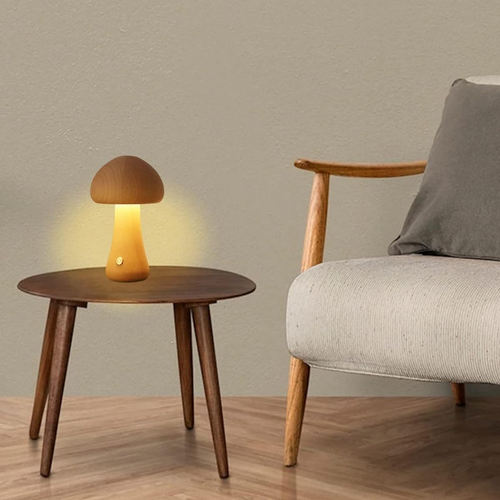 Mushroom-Inspired Table Lamp with Warm Wood Finish – Elegant Bedside Lamp for Living Room and Bedroom 3