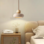 Natural Stone Travertine Pendant Light – Modern Beige Ceiling Fixture with Adjustable Height for Elegant Indoor Spaces 1