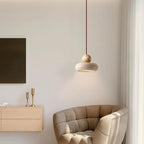 Natural Stone Travertine Pendant Light – Modern Beige Ceiling Fixture with Adjustable Height for Elegant Indoor Spaces 3