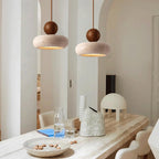 Natural Stone Travertine Pendant Light – Modern Beige Ceiling Fixture with Adjustable Height for Elegant Indoor Spaces 4