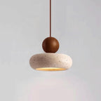 Natural Stone Travertine Pendant Light – Modern Beige Ceiling Fixture with Adjustable Height for Elegant Indoor Spaces 7
