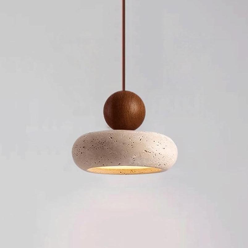 Natural Stone Travertine Pendant Light – Modern Beige Ceiling Fixture with Adjustable Height for Elegant Indoor Spaces 7