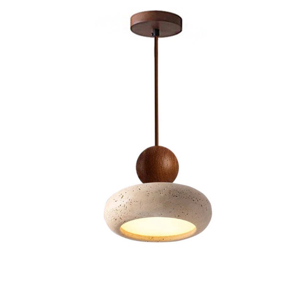 Natural Stone Travertine Pendant Light – Modern Beige Ceiling Fixture with Adjustable Height for Elegant Indoor Spaces 8
